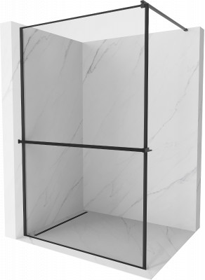Mexen Kioto+ Walk-In Zuhanyfal    törölközö  tartóval  90 x 200 cm,  átlátszó üveg/ fekete    8 mm,  fekete  - 800-090-121-70-7 Walk-In Zuhanyfal