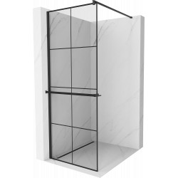 Mexen Kioto+ Walk-In Zuhanyfal    törölközö  tartóval  90 x 200 cm,  átlátszó üveg/ fekete    8 mm,  fekete  - 800-090-121-70-7 Walk-In Zuhanyfal Walk-In Zuhanyfal 406594 Mexen