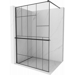 Mexen Kioto+ Walk-In Zuhanyfal    törölközö  tartóval  140 x 200 cm,  átlátszó üveg/ fekete    8 mm,  fekete  - 800-140-121-70-7 Walk-In Zuhanyfal Walk-In Zuhanyfal 406594 Mexen