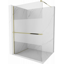 Mexen Kioto+ Walk-In Zuhanyfal    törölközö  tartóval  80 x 200 cm,  átlátszó üveg/ szatén  8 mm,  arany  - 800-080-121-50-3 Walk-In Zuhanyfal Walk-In Zuhanyfal 406594 Mexen