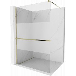 Mexen Kioto+ Walk-In Zuhanyfal    törölközö  tartóval  80 x 200 cm,  átlátszó üveg/ szatén  8 mm,  arany  - 800-080-121-50-3 Walk-In Zuhanyfal Walk-In Zuhanyfal 406594 Mexen