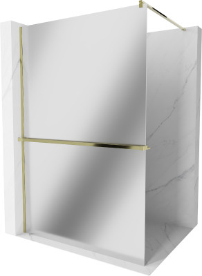 Mexen Kioto+ Walk-In Zuhanyfal    törölközö  tartóval  70 x 200 cm,  tükör üveg   8 mm,  arany  - 800-070-121-50-5 Walk-In Zuhanyfal