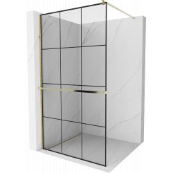 Mexen Kioto+ Walk-In Zuhanyfal    törölközö  tartóval  120 x 200 cm,  átlátszó üveg/ fekete    8 mm,  arany  - 800-120-121-50-7 Walk-In Zuhanyfal Walk-In Zuhanyfal 406594 Mexen