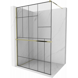 Mexen Kioto+ Walk-In Zuhanyfal    törölközö  tartóval  140 x 200 cm,  átlátszó üveg/ fekete    8 mm,  arany  - 800-140-121-50-7 Walk-In Zuhanyfal Walk-In Zuhanyfal 406594 Mexen
