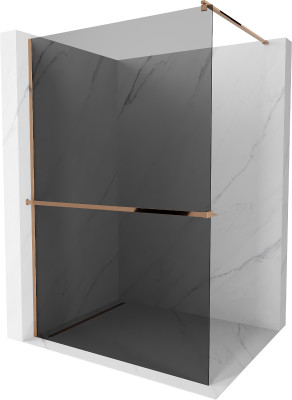 Mexen Kioto+ Walk-In Zuhanyfal    törölközö  tartóval  80 x 200 cm, grafit 8 mm,  rózsa arany - 800-080-121-60-4 Walk-In Zuhanyfal