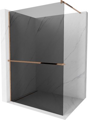 Mexen Kioto+ Walk-In Zuhanyfal    törölközö  tartóval  90 x 200 cm, grafit 8 mm,  rózsa arany - 800-090-121-60-4 Walk-In Zuhanyfal