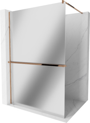 Mexen Kioto+ Walk-In Zuhanyfal    törölközö  tartóval  70 x 200 cm,  tükör üveg   8 mm,  rózsa arany - 800-070-121-60-5 Walk-In Zuhanyfal