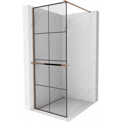 Mexen Kioto+ Walk-In Zuhanyfal    törölközö  tartóval  90 x 200 cm,  átlátszó üveg/ fekete    8 mm  rózsa arany - 800-090-121-60-7 Walk-In Zuhanyfal Walk-In Zuhanyfal 406594 Mexen