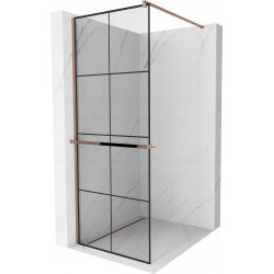 Mexen Kioto+ Walk-In Zuhanyfal    törölközö  tartóval  90 x 200 cm,  átlátszó üveg/ fekete    8 mm  rózsa arany - 800-090-121-60-7 Walk-In Zuhanyfal Walk-In Zuhanyfal 406594 Mexen