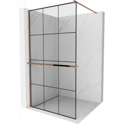 Mexen Kioto+ Walk-In Zuhanyfal    törölközö  tartóval  100 x 200 cm,  átlátszó üveg/ fekete    8 mm  rózsa arany - 800-100-121-60-7 Walk-In Zuhanyfal Walk-In Zuhanyfal 406594 Mexen