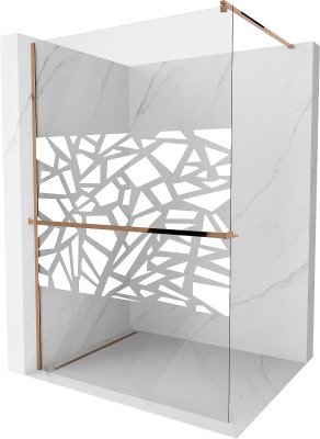 Mexen Kioto+ Walk-In Zuhanyfal    törölközö  tartóval  80 x 200 cm,  átlátszó üveg/fehér   8 mm,  rózsa arany - 800-080-121-60-8 Walk-In Zuhanyfal