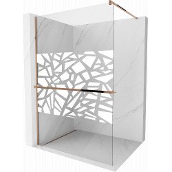 Mexen Kioto+ Walk-In Zuhanyfal    törölközö  tartóval  90 x 200 cm,  átlátszó üveg/fehér   8 mm,  rózsa arany - 800-090-121-60-8 Walk-In Zuhanyfal Walk-In Zuhanyfal 406594 Mexen