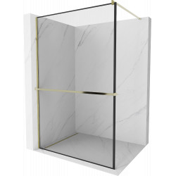 Mexen Kioto+ Walk-In Zuhanyfal    törölközö  tartóval  140 x 200 cm,  átlátszó üveg/ fekete    8 mm,  arany  - 800-140-121-50-7 Walk-In Zuhanyfal Walk-In Zuhanyfal 406594 Mexen