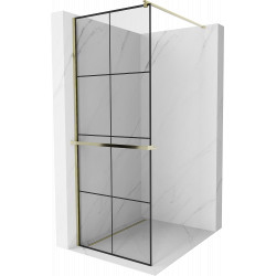 Mexen Kioto+ Walk-In Zuhanyfal    törölközö  tartóval  70 x 200 cm,  átlátszó üveg/ fekete    8 mm,  arany  - 800-070-121-50-7 Walk-In Zuhanyfal Walk-In Zuhanyfal 406594 Mexen