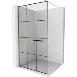 Mexen Kioto+ Walk-In Zuhanyfal    törölközö  tartóval  100 x 200 cm,  átlátszó üveg/ fekete    8 mm,  arany  - 800-100-121-50-7 Walk-In Zuhanyfal Walk-In Zuhanyfal 406594 Mexen