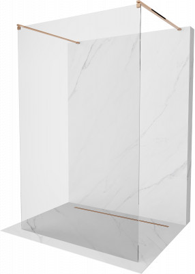 Mexen Kioto Walk-In Zuhanyfal    szabadonálló  160 x 200 cm,  átlátszó üveg 8 mm,  rózsa arany - 800-160-002-60-0 Walk-In Zuhanyfal