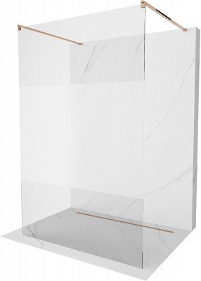 Mexen Kioto Walk-In Zuhanyfal    szabadonálló  100 x 200 cm,  átlátszó üveg/ szatén  8 mm,  rózsa arany - 800-100-002-60-3 Walk-In Zuhanyfal