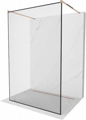 Mexen Kioto Walk-In Zuhanyfal    szabadonálló  100 x 200 cm,  átlátszó üveg/ fekete    8 mm,  rózsa arany - 800-100-002-60-7 Walk-In Zuhanyfal