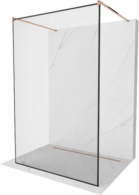 Mexen Kioto Walk-In Zuhanyfal    szabadonálló  120 x 200 cm,  átlátszó üveg/ fekete    8 mm,  rózsa arany - 800-120-002-60-7 Walk-In Zuhanyfal