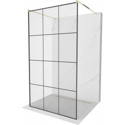 Mexen Kioto Walk-In Zuhanyfal    szabadonálló  120 x 200 cm,  átlátszó üveg/ fekete    8 mm,  arany  - 800-120-002-50-7 Walk-In Zuhanyfal Walk-In Zuhanyfal 406594 Mexen