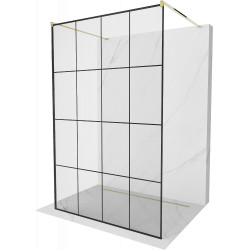 Mexen Kioto Walk-In Zuhanyfal    szabadonálló  140 x 200 cm,  átlátszó üveg/ fekete    8 mm,  arany  - 800-140-002-50-7 Walk-In Zuhanyfal Walk-In Zuhanyfal 406594 Mexen