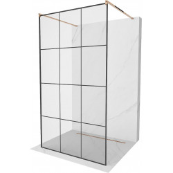 Mexen Kioto Walk-In Zuhanyfal    szabadonálló  100 x 200 cm,  átlátszó üveg/ fekete    8 mm,  rózsa arany - 800-100-002-60-7 Walk-In Zuhanyfal Walk-In Zuhanyfal 406594 Mexen