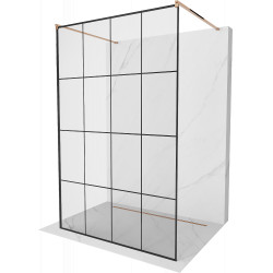 Mexen Kioto Walk-In Zuhanyfal    szabadonálló  140 x 200 cm,  átlátszó üveg/ fekete    8 mm,  rózsa arany - 800-140-002-60-7 Walk-In Zuhanyfal Walk-In Zuhanyfal 406594 Mexen