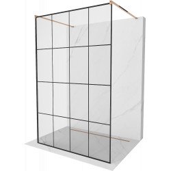 Mexen Kioto Walk-In Zuhanyfal    szabadonálló  140 x 200 cm,  átlátszó üveg/ fekete    8 mm,  rózsa arany - 800-140-002-60-7 Walk-In Zuhanyfal Walk-In Zuhanyfal 406594 Mexen