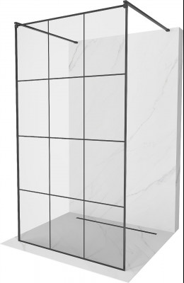 Mexen Kioto Walk-In Zuhanyfal    szabadonálló  100 x 200 cm,  átlátszó üveg/ fekete    8 mm,  fekete  - 800-100-002-70-7 Walk-In Zuhanyfal