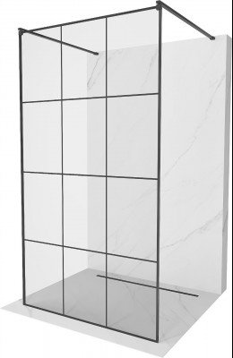 Mexen Kioto Walk-In Zuhanyfal    szabadonálló  100 x 200 cm,  átlátszó üveg/ fekete    8 mm,  fekete  - 800-100-002-70-7 Walk-In Zuhanyfal