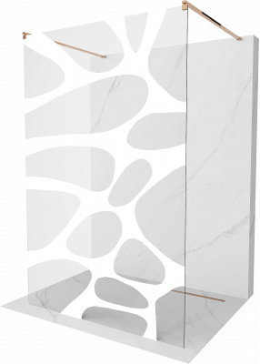 Mexen Kioto Walk-In Zuhanyfal    szabadonálló  110 x 200 cm,  átlátszó üveg/fehér   8 mm,  rózsa arany - 800-110-002-60-9 Walk-In Zuhanyfal