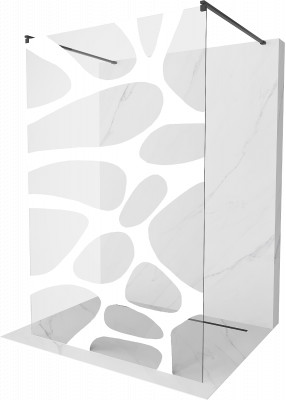 Mexen Kioto Walk-In Zuhanyfal    szabadonálló  140 x 200 cm,  átlátszó üveg/fehér   8 mm,  fekete  - 800-140-002-70-9 Walk-In Zuhanyfal