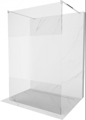 Mexen Kioto Walk-In Zuhanyfal    szabadonálló  140 x 200 cm,  átlátszó üveg/ szatén  8 mm, króm - 800-140-002-01-3 Walk-In Zuhanyfal