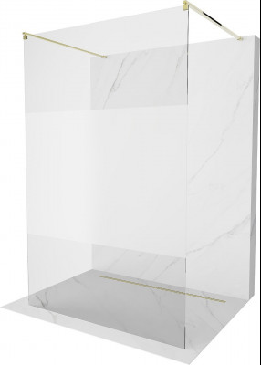 Mexen Kioto Walk-In Zuhanyfal    szabadonálló  140 x 200 cm,  átlátszó üveg/ szatén  8 mm,  arany  - 800-140-002-50-3 Walk-In Zuhanyfal