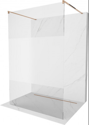 Mexen Kioto Walk-In Zuhanyfal    szabadonálló  140 x 200 cm,  átlátszó üveg/ szatén  8 mm,  rózsa arany - 800-140-002-60-3 Walk-In Zuhanyfal