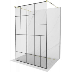 Mexen Kioto Walk-In Zuhanyfal    szabadonálló  100 x 200 cm,  átlátszó üveg/ fekete    8 mm,  arany  - 800-100-002-50-7 Walk-In Zuhanyfal Walk-In Zuhanyfal 406594 Mexen