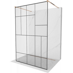 Mexen Kioto Walk-In Zuhanyfal    szabadonálló  100 x 200 cm,  átlátszó üveg/ fekete    8 mm,  rózsa arany - 800-100-002-60-7 Walk-In Zuhanyfal Walk-In Zuhanyfal 406594 Mexen