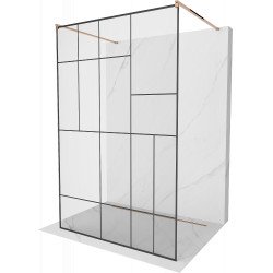Mexen Kioto Walk-In Zuhanyfal    szabadonálló  120 x 200 cm,  átlátszó üveg/ fekete    8 mm,  rózsa arany - 800-120-002-60-7 Walk-In Zuhanyfal Walk-In Zuhanyfal 406594 Mexen