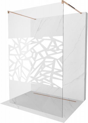 Mexen Kioto Walk-In Zuhanyfal    szabadonálló  100 x 200 cm,  átlátszó üveg/fehér   8 mm,  rózsa arany - 800-100-002-60-8 Walk-In Zuhanyfal