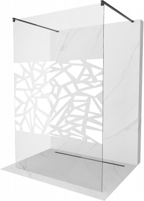 Mexen Kioto Walk-In Zuhanyfal    szabadonálló  100 x 200 cm,  átlátszó üveg/fehér   8 mm,  fekete  - 800-100-002-70-8 Walk-In Zuhanyfal