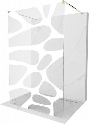 Mexen Kioto Walk-In Zuhanyfal    szabadonálló  100 x 200 cm,  átlátszó üveg/fehér   8 mm,  arany  - 800-100-002-50-9 Walk-In Zuhanyfal