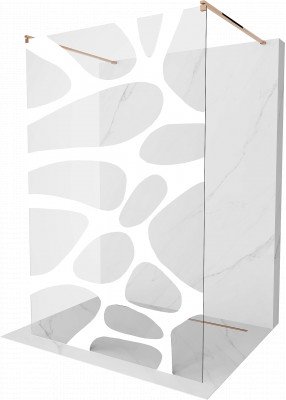 Mexen Kioto Walk-In Zuhanyfal    szabadonálló  100 x 200 cm,  átlátszó üveg/fehér   8 mm,  rózsa arany - 800-100-002-60-9 Walk-In Zuhanyfal