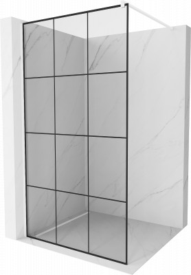 Mexen Kioto Walk-In Zuhanyfal 100 x 200 cm,  átlátszó üveg/ fekete    8 mm,  fehér  - 800-100-101-20-7 Walk-In Zuhanyfal