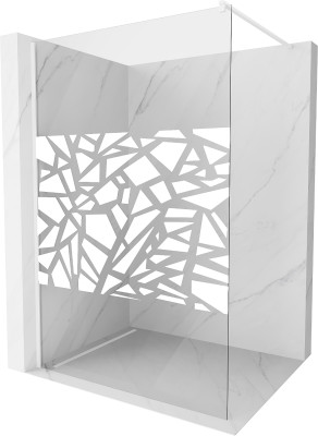 Mexen Kioto Walk-In Zuhanyfal 100 x 200 cm,  átlátszó üveg/fehér   8 mm,  fehér  - 800-100-101-20-8 Walk-In Zuhanyfal