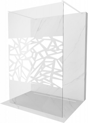 Mexen Kioto Walk-In Zuhanyfal    szabadonálló  110 x 200 cm,  átlátszó üveg/fehér   8 mm,  fehér  - 800-110-002-20-8 Walk-In Zuhanyfal
