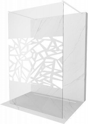 Mexen Kioto Walk-In Zuhanyfal    szabadonálló  110 x 200 cm,  átlátszó üveg/fehér   8 mm,  fehér  - 800-110-002-20-8 Walk-In Zuhanyfal