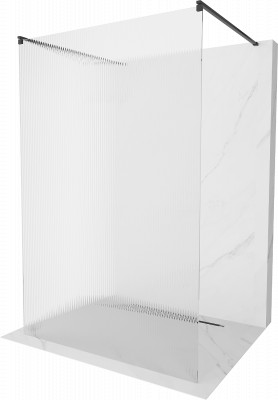 Mexen Kioto Walk-In Zuhanyfal    szabadonálló  100 x 200 cm, intim csikos üveg 8 mm,  fekete  - 800-100-002-70-0 Walk-In Zuhanyfal