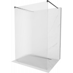 Mexen Kioto Walk-In Zuhanyfal    szabadonálló  100 x 200 cm, intim csikos üveg 8 mm,  fekete  - 800-100-002-70-0 Walk-In Zuhanyfal Walk-In Zuhanyfal 406594 Mexen