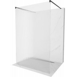 Mexen Kioto Walk-In Zuhanyfal    szabadonálló  140 x 200 cm, intim csikos üveg 8 mm,  fekete  - 800-140-002-70-0 Walk-In Zuhanyfal Walk-In Zuhanyfal 406594 Mexen