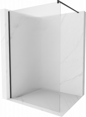 Mexen Kioto Walk-In Zuhanyfal 100 x 200 cm, intim csikos üveg 8 mm,  fekete  - 800-100-101-70-0 Walk-In Zuhanyfal